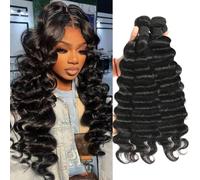 SERUYLEO Lot de 4 extensions de cheveux humains ondulés 14 A 45,7 cm, 50,8 cm, 55,9 cm, 61 cm, 100 % cheveux humains brésiliens vierges non traités