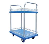 Servante 2 plateaux en polypropylène, charge maximale 150 kg, dimensions L. 72 cm, l. 48,5 cm, H. 95 cm.