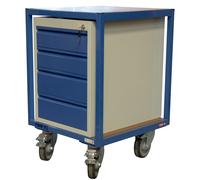 Servante 400kg 2 plateaux bois 600x600 mm 1 bloc tiroirs tôle FIMM - 880010596