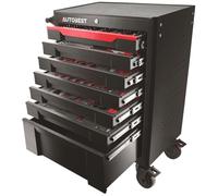 Servante 7 tiroirs équipée 328 outils Autobest - Capacité 30 kg par tiroir - 2 roues fixes - 2 roues avec freins