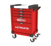 KS TOOLS - 809.0005 - Servante d'atelier Vide Ultimate 5 tiroirs - Caisse à Outil - Couleur Rouge - Plateau INOX - Porte flacons