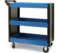 Servante d‘atelier 3 Niveaux Poignée Roues plastique Frein Étagère Rangement Bord surélevé Chariot