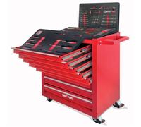 Servante d’atelier 7 tiroirs + 188 outils DEF’PRO - Acier robuste, fermeture à clé, hauteur 88,5 cm - Capacité 115 kg - Rouge