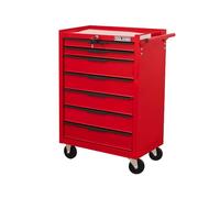 Servante d’Atelier avec 7tiroirs,Caisse à Outils en métal de grande capacité | avec roues et serrure à clé | chariot à outils de rangement roulant pour garage, etabli atelier garage (Rouge, 7 Tiroirs)