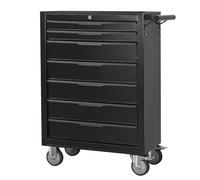 Servante d’Atelier avec 7tiroirs,Caisse à Outils en métal de grande capacité | avec roues et serrure à clé | chariot à outils de rangement roulant pour garage, etabli atelier garage. (Noir, 7 Tiroirs)