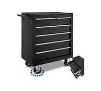 SERVANTE ATELIER - TECTAKE - Servante d'atelier 5 Tiroirs spacieux verrouillables avec tapis antidérapant Roulettes Ø 100 mm - Noir
