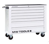 Servante d'atelier 7 tiroirs blanche extra large 1135 mm avec verrouillage intégré dans la poignée roues ø125 mm MW Tools GW307W