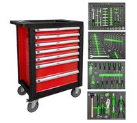 JBM OC-PRO Servante d'atelier 7 tiroirs - complète avec 172 outils - verrouillable