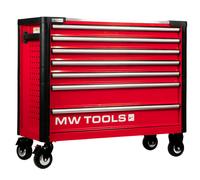 Servante d'atelier 7 tiroirs rouge et noire extra large 960 mm finition haute qualité avec plan de travail en acier inoxydable MW Tools GWB307