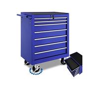 Servante d'atelier 7 tiroirs spacieux verrouillables avec tapis antidérapant bleu