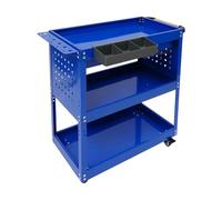 Servante d'atelier à 3 niveaux en acier - Servante à outils sur roulettes avec capacité de charge de 250 kg - Tiroir avec serrure, 4 roues (2 verrouillables) et boîte supplémentaire pour atelier