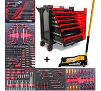 Servante d'atelier - BARRACUDA TOOLS - CUDA Max XXL - 8 tiroirs - Cric hydraulique 4T - Rouge