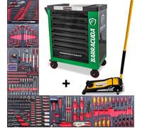 Servante d'atelier - BARRACUDA TOOLS - Rock PRO+ - 8 tiroirs - Cric hydraulique 4T - Acier vert