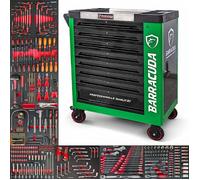 Servante d'atelier - BARRACUDA TOOLS - ROCK PRO+ - 8 tiroirs outillés - 336 outils - Vert