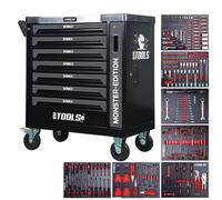 Servante d'atelier BM TOOLS 9/7 MONSTER-EDITION-GREY 7 tiroirs pleins, 1 porte & 1 tiroir vertical - 257 outils - Sur roulettes
