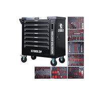 Servante d'atelier BM TOOLS 9/7 MONSTER-EDITION-GREY 7 tiroirs pleins, 1 porte & 1 tiroir vertical - 257 outils - Sur roulettes