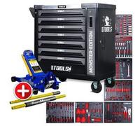 Servante d'atelier BM TOOLS 9/7 MONSTER-EDITION-GREY 7 tiroirs pleins 257 outils + Cric hydraulique Kraft Muller 2,25T Bleu G