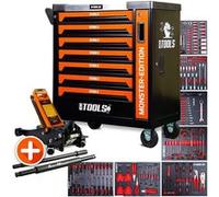 Servante d'atelier BM TOOLS 9/7 MONSTER-EDITION-ORANGE 7 tiroirs pleins 257 outils + Cric hydraulique Kraft Muller 2,25T ORANGE