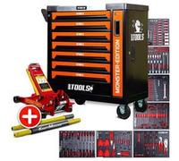 Servante d'atelier BM TOOLS 9/7 MONSTER-EDITION-ORANGE 7 tiroirs pleins 257 outils + Cric hydraulique Kraft Muller 2,25T ROUGE