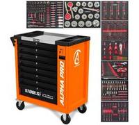 BM TOOLS Servante d'Atelier Garage Automobile Alpha-Pro - 9 Tiroirs - 311 Outils, 4 Roues, 2 Freins, Chariot Mecanicien - Orange