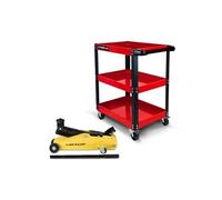Servante d'Atelier BMTOOLS 3 étages sur roulettes & Cric Rouleur Hydraulique Compact DUNLOP 2T - Desserte, rangement pour outils