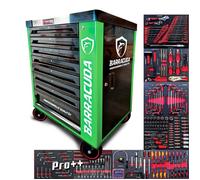 Servante d'atelier complète Barracuda Tools VERTE PRO++ 8 tiroirs 8 outillés - 4 roues, 2 freins - Chariot MECANICIEN, GARAGISTE