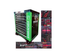 Servante d'atelier complète Barracuda Tools VERTE PRO++ 8 tiroirs 8 outillés - 4 roues, 2 freins - Chariot MECANICIEN, GARAGISTE