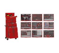 Servante d'atelier complète rouge 19 tiroirs set en mousse 411 outils Teng Tools TCEMM411RED
