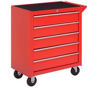 Servante d'atelier - DURHAND - chariot outils roulettes 5 tiroirs résistante rayures verrouillable - acier - rouge