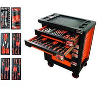 Servante d'atelier équipée clés + pinces + tournevis 56 outils