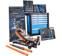 Servante d'atelier équipée d'outils Chariot d'atelier avec cric 3T plat Armoire à outils