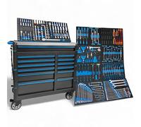 Servante d'atelier équipée | Édition Premium XXL 13 tiroirs 11 remplis | Boîte à outils professionnelle avec outils | Verrouillable avec roulettes | Pour un usage commercial dans l'automobile et