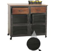 Servante d'atelier HWC-N28, Chariot, roulettes 2 tiroirs, Structure 3D métal Bois 90x100x40cm - Noir, Marron