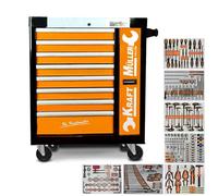 Servante d'atelier Kraft Muller KM-9/7 ORANGE - 322 outils inclus - 8 tiroirs & 1 vertical - Chariot à roulettes - Cabinet TOOLS