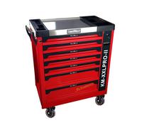 Servante d'atelier Kraft Muller KM-XXL PRO II TOOLS - 257 outils - Clé dynamo - 7 tiroirs, 1 coulissant, Roulettes, Black Red