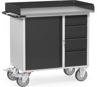Servante d'atelier L1080xP590xH915mm RAL 7035/7016 4 tiroirs, 1 armoire, 12452/7016