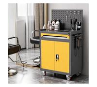 Servante D'atelier Mobile Avec Serrure Et Clés, Roues Pivotantes À 360° | Chariot À Outils Robuste Avec Panneau Perforé Et Poignée, Meuble De Rangement Et Boîte À Outils pour Garage(Yellow/A)