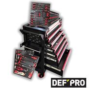 DEF'PRO Servante d'atelier Pleine (201 outils) 7 tiroirs Acier Rouge