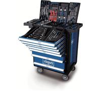 Servante d'atelier Set d'outils, Chariot d'outillage avec 4 roulettes, 263 pièces incluses, Verrouillable et Mobile, 7 tiroirs