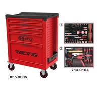 Servante - Equipée - 5 tiroirs - KS Tools- 855.5184 - Rouge - 184 outils - Charge admise 350 kg
