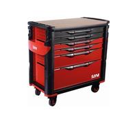 Servante extra large XL 6 tiroirs SAM OUTILLAGE rouge plateau bois - 416-BXL