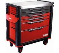 Servante extra large XL 6 tiroirs SAM OUTILLAGE rouge plateau inox - 416-AXL Rouge G
