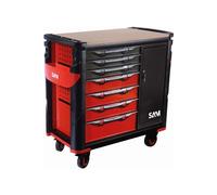 Servante extra large XXL 7 tiroirs SAM OUTILLAGE avec armoire et plateau bois - 417-BXE
