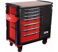 Servante extra large XXL 7 tiroirs SAM OUTILLAGE avec armoire et plateau bois - 417-BXE