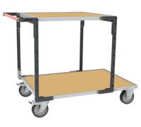 Servante flat-pack 2 plateaux médium 1 plateau 1200 x 800 mm et 1 plateau 900 x 800 mm roues TPE 400 kg