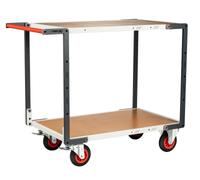 Servante flat-pack 2 plateaux médium, 1000 x 600 mm, roues CC, 400 kg