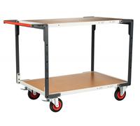 Servante flat-pack 2 plateaux médium, 1200 x 800 mm, roues CC, 400 kg