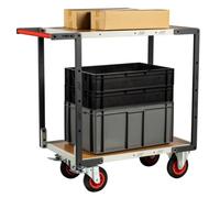 Servante flat-pack 2 plateaux médium, 850 x 500 mm, roues CC, 400 kg