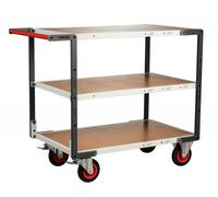 Servante flat-pack 3 plateaux médium, 1200 x 800 mm, roues CC, 400 kg