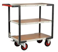 Servante flat-pack 3 plateaux médium, 850 x 500 mm, roues CC, 400 kg